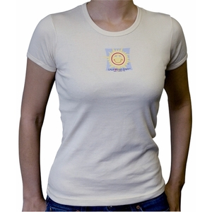 California Baby Women's Small Organic Beige T-Shirt: Sunface