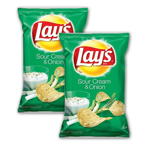 Lays Sour Cream & Onion Flavored Potato Chips 2 Pack (184.2g per pack)