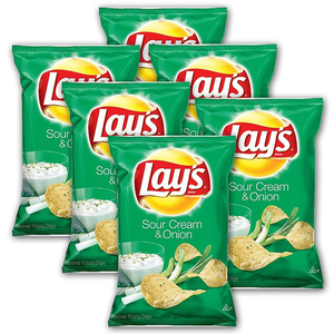 Lays Sour Cream & Onion Flavored Potato Chips 6 Pack (184.2g per pack)