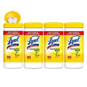 Lysol Disinfecting Wipes Lemon 4 pack (80 count per can)