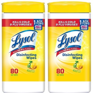Lysol Disinfecting Wipes Lemon 2 pack (80 count per can)