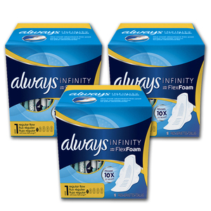 Always Infiflex Regular Pads w/wings 3 Pack (18's per pack)