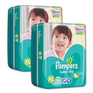Pampers Babydry Diapers 2 Pack (60's XLarge per pack)