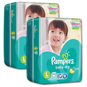 Pampers Baby dry Diapers 2 Pack (68's Large per pack)