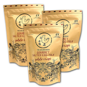 The Golden Duck Gourmet Salted Egg Yolk Potato Crisps 3 Pack (125g per pack)