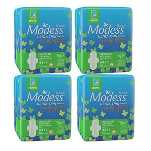 Modess Ultra Thin Cottony Soft Wings 4 Pack (10 pads per pack)