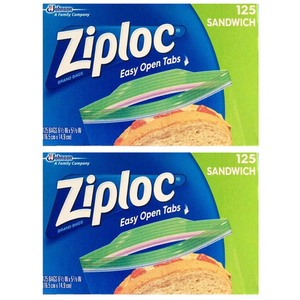 Ziploc Sandwich Bags 2 Pack (125's per pack)