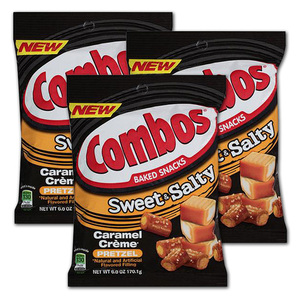 Combos Baked Snack Sweet & Salty Caramel Creme Pretzels 3 Pack (170g per pack)