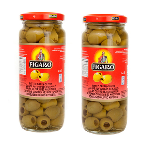 Figaro Green Pitted Olives 2 Pack (450g per bottle)