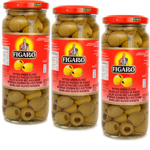 Figaro Green Pitted Olives 3 Pack (450g per bottle)