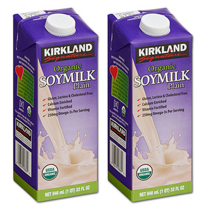 Kirkland Signature Organic Plain Soy Milk 2 Pack (946ml per pack)