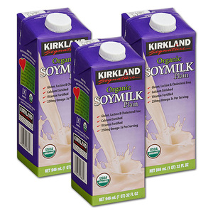 Kirkland Signature Organic Plain Soy Milk 3 Pack (946ml per pack)
