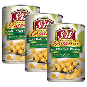 S&W Premium Organic Garbanzo Beans 3 Pack (439g Per Can)