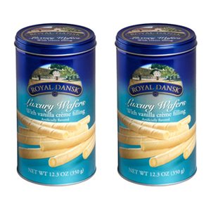 Royal Dansk Luxury Wafers with Vanilla Cream Filling 2 Pack (350g Per Can)