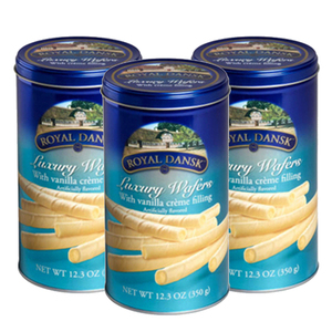 Royal Dansk Luxury Wafers with Vanilla Cream Filling 3 Pack (350g Per Can)