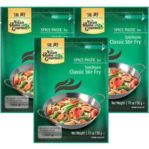 Asian Home Gourmet Spice Paste for Szechuan Classic Stir Fry 3 Pack (50g Per Pack)