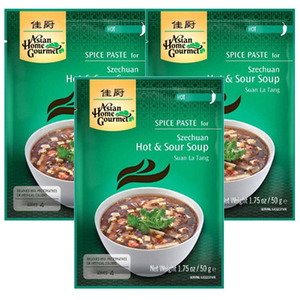 Asian Home Gourmet Spice Paste for Szechuan Hot & Sour Soup 3 Pack (50g Per Pack)