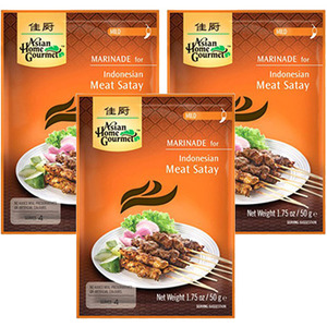 Asian Home Gourmet Marinade for Indonesian Meat Satay 3 Pack (50g Per Pack)