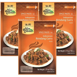 Asian Home Gourmet Spice Paste for Indonesian Rendang Curry 3 Pack (50g Per Pack)