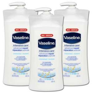 Vaseline Intensive Care Advanced Repair Unscented Lotion 3 Pack (600ml per pack)