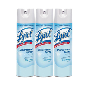 Lysol Crisp Linen Scent Disinfectant Spray 3 Pack (510g per can)