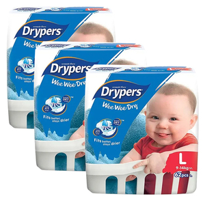 Drypers Wee Wee Dry Mega Large 3 Pack (62's per pack)