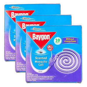 Baygon Floral Scented Mosquito Coil 3 Pack (10's per box)