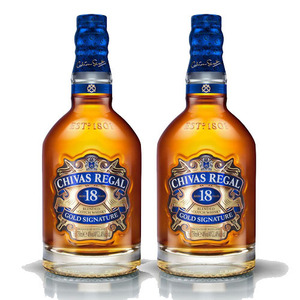 Chivas Regal Aged 18 Years Gold Signature Blended Scotch Whisky 2 Pack (750ml per Bottle)