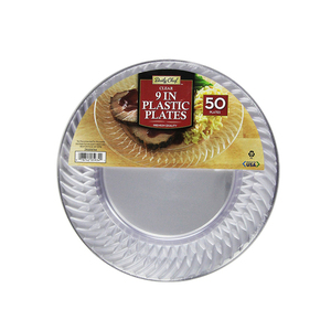 Daily Chef Clear Plastic Plates 9 Inch 50's