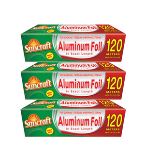 Suncraft Aluminum Foil W/ Cutter 3 Pack (120m per pack)