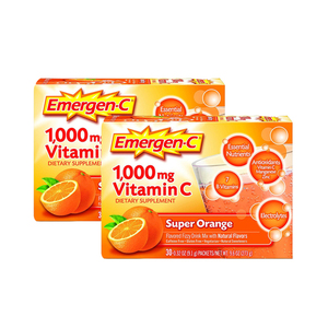 Emergen-C 1000mg Vitamin C Super Orange Dietary Supplement 2 Pack (30's per Pack)