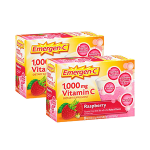 Emergen-C 1000mg Vitamin C Raspberry Dietary Supplement 2 Pack (30's per Pack)