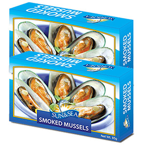 Sun & Sea Smoked Smoked Mussels 2 Pack (85g per Can)