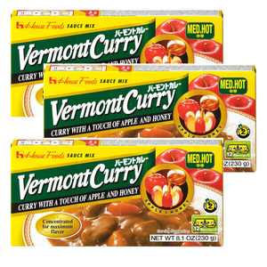 House Foods Vermont Curry Touch of Apple & Honey Medium Hot 3 Pack (230g per Pack)
