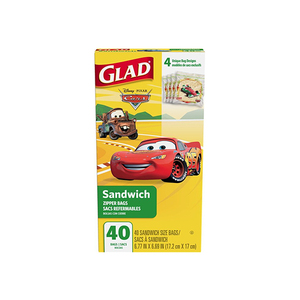 Glad Zipper Snack Cars Bags 40's
