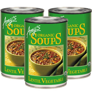 Amy's Organic Soups Lentil Vegetable 3 Pack (400g per Can)