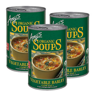 Amy's Organic Soups Low Fat Vegetable Barley 3 Pack (400g per Can)