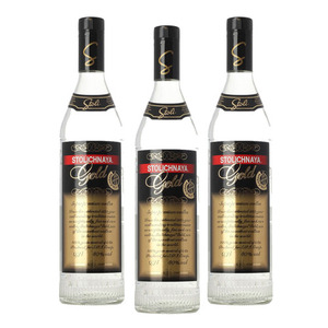 Stolichnaya Gold Vodka 3 Pack (700ml per Bottle)