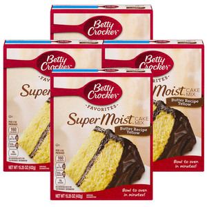 Betty Crocker Super Moist Cake Mix Butter Recipe Yellow 4 Pack (432g per Pack)