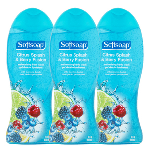Softsoap Citrus Splash and Berry Moisturizing Body Wash 3 Pack (532.3ml per pack)