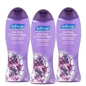 Softsoap Acai Berry and Tropical Water Moisturizing Body Wash 3 Pack (532ml per pack)