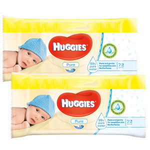 Huggies Wipes Pure Natural 2 Pack (72's per Pack)