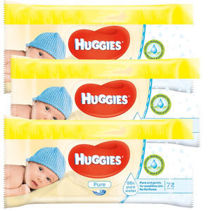 Huggies Wipes Pure Natural 3 Pack (72's per Pack)