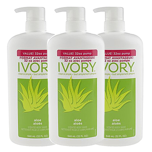 Ivory Aloe Scent Body Wash 3 Pack (946.3ml per pack)