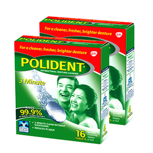 Polident Antibacterial Denture Cleansing Tablet 2 Pack (16's per pack)
