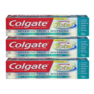 Colgate Total Advanced Fresh + Whitening Gel Toothpaste 3 Pack (164.4g per pack)