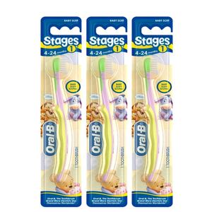 Oral-B Stages 1 (4-24 months) Baby Soft Manual Toothbrush 3 Pack (1's per pack)