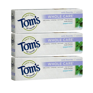 Tom's of Maine Peppermint Whole Care Natural Toothpaste 3 Pack (85ml per pack)