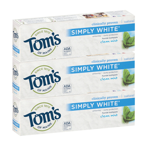 Tom's of Maine Simply White Clean Mint Toothpaste 3 Pack (85ml per pack)