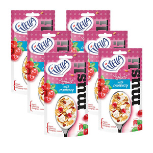 Gellwe Fitella Musli Yoghurt With Cranberry 6 Pack (50g per Pack)
